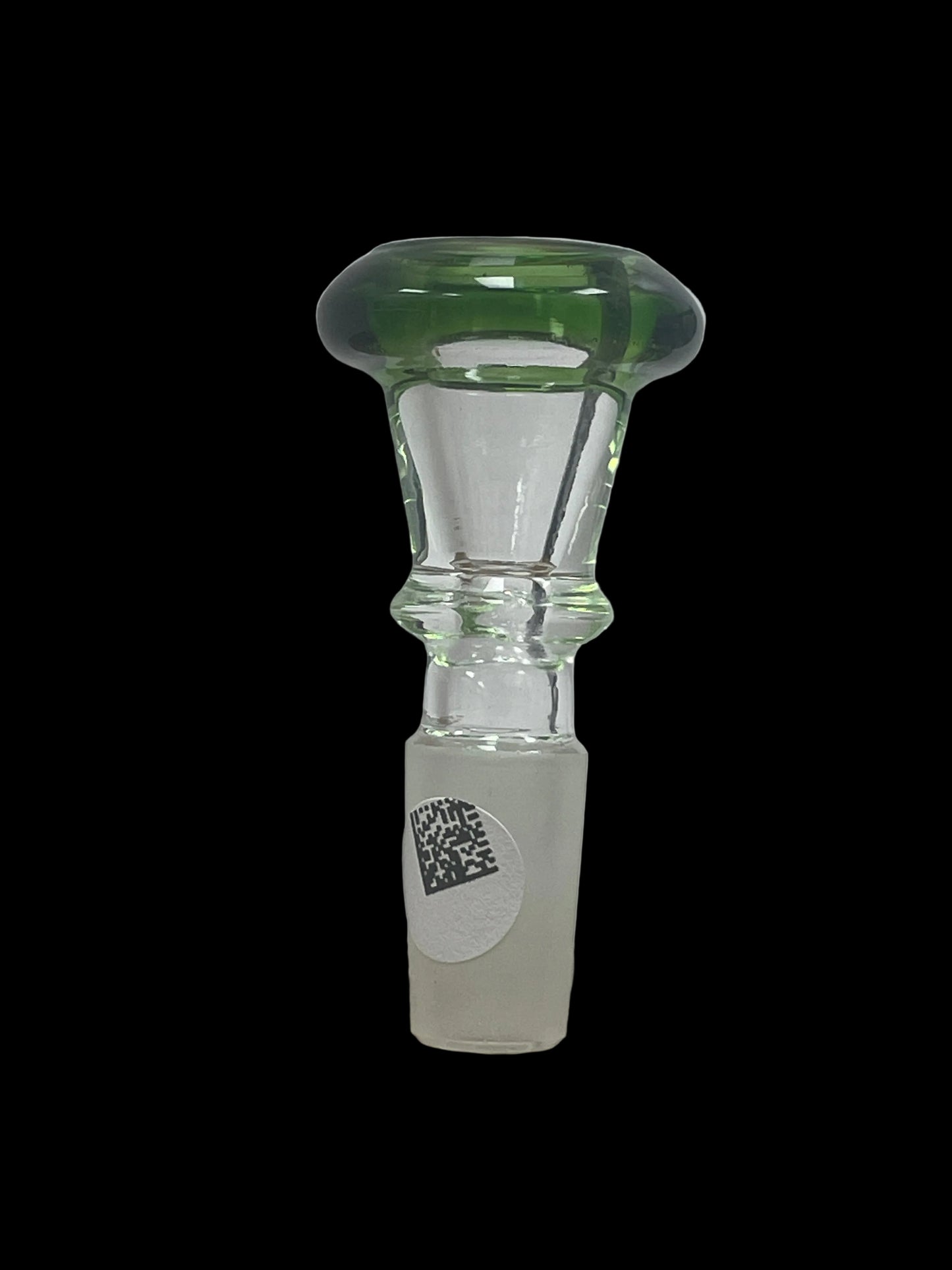 Deep Straight Tube Glass Bowl with Green Rim 14MM