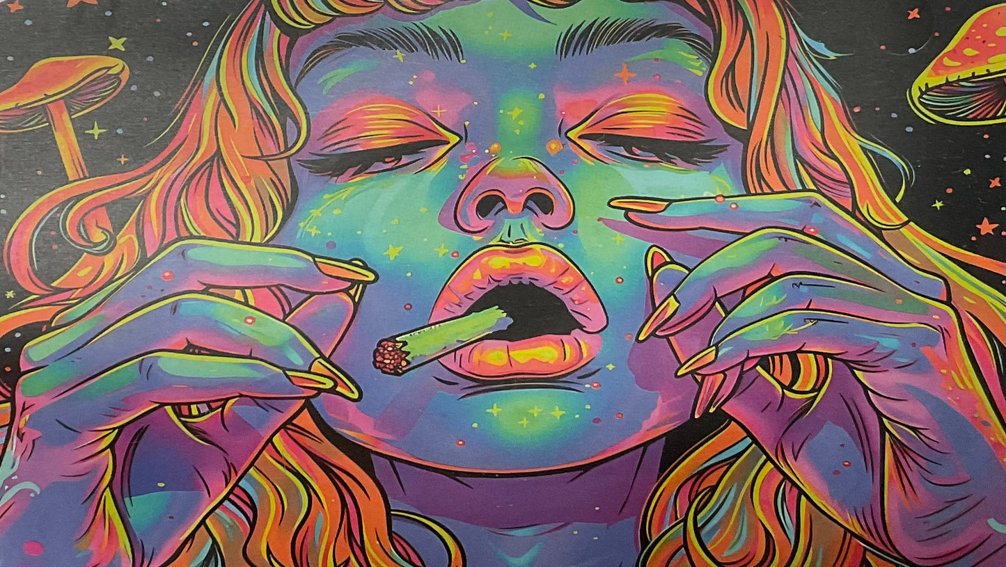 UV Tapestry Smoking Woman