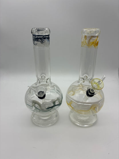 10” Bulb Beaker Water Pipe with Painted Stripes and Pull Bowl