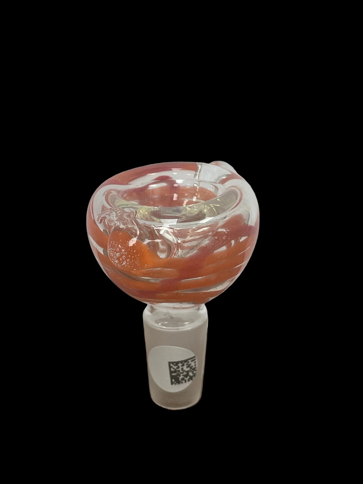 Glass Slide with Deep Bowl & Orange Swirls 14MM