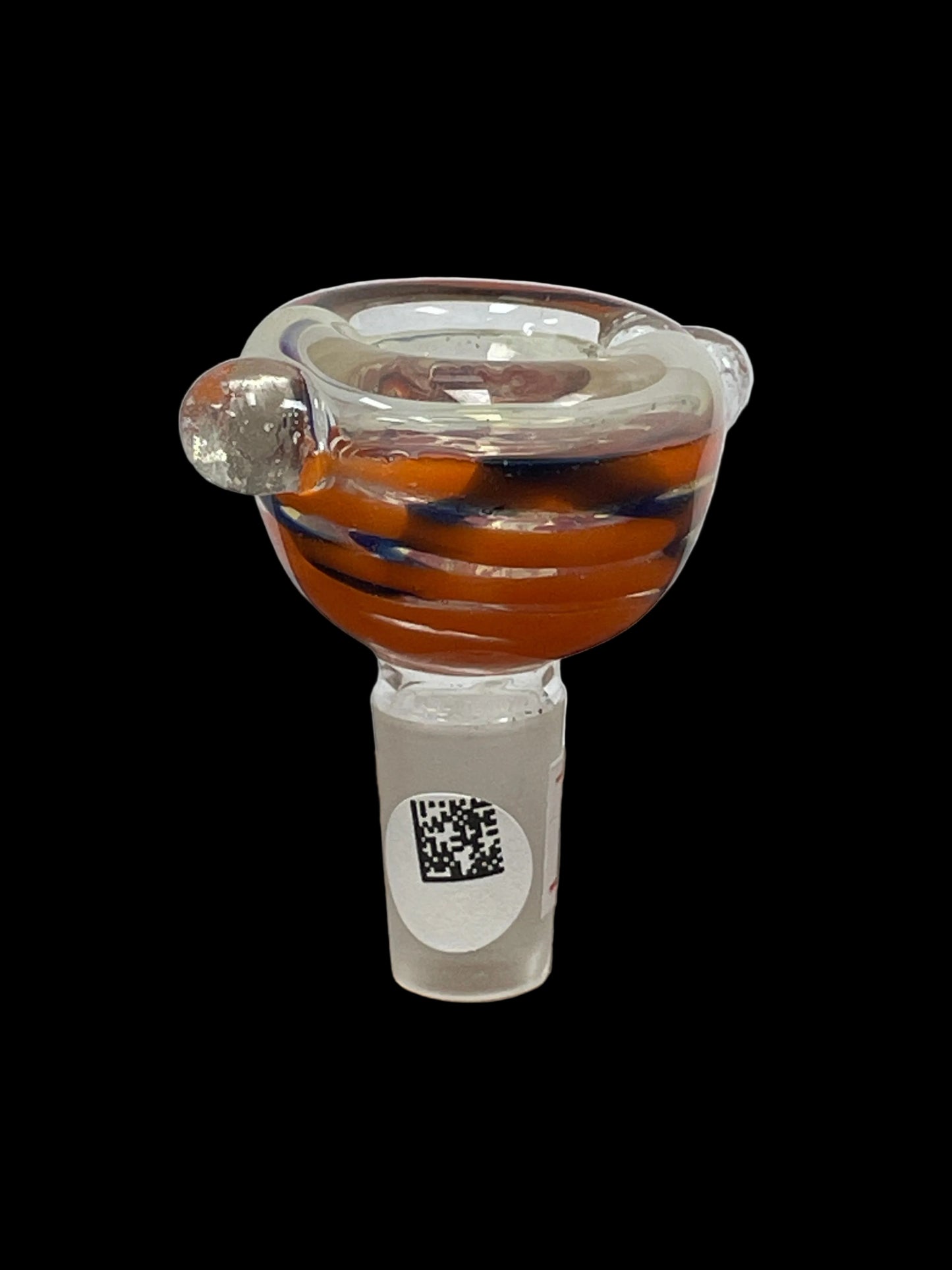 Glass Slide with Deep Bowl & Orange & Blue Swirls 14MM