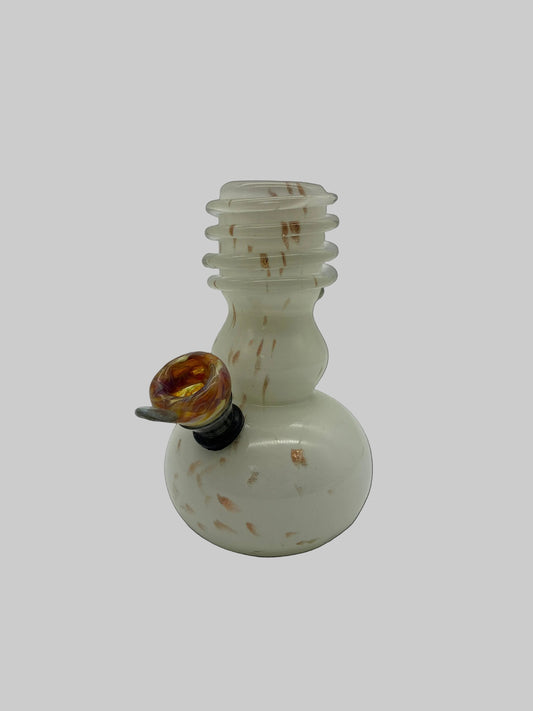 6” Vase Style White Glass Waterpipe with Pull Bowl Stem