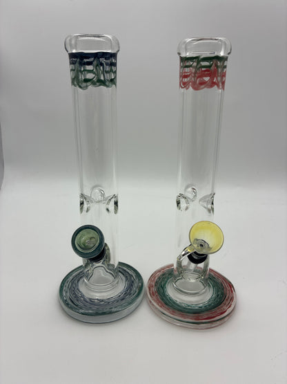10” Straight Tube Water Pipe with Pull Bowl & Ice Catch
