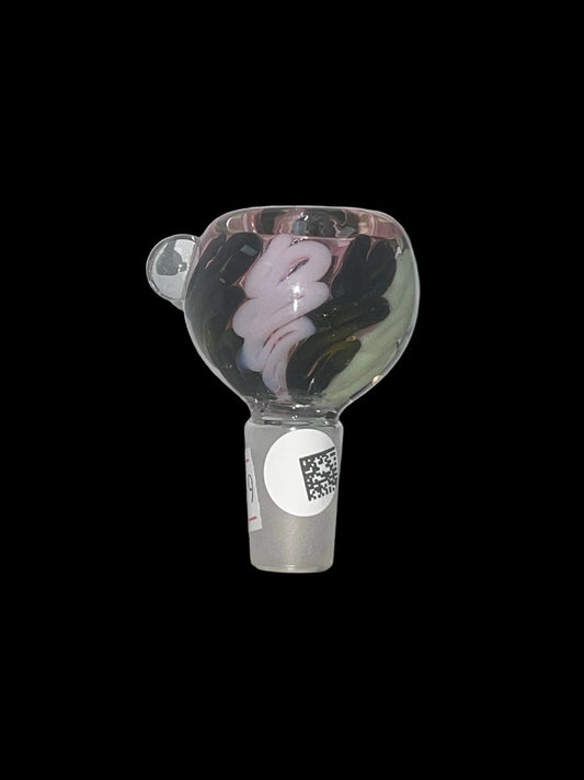 Pink & Green Swirly Glass Bowl 14MM