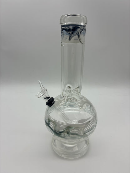 10” Bulb Beaker Water Pipe with Painted Stripes and Pull Bowl