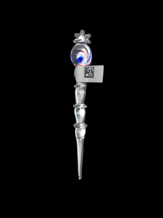 5” Glass Dab Pick Tool with Orange and Blue Spirals