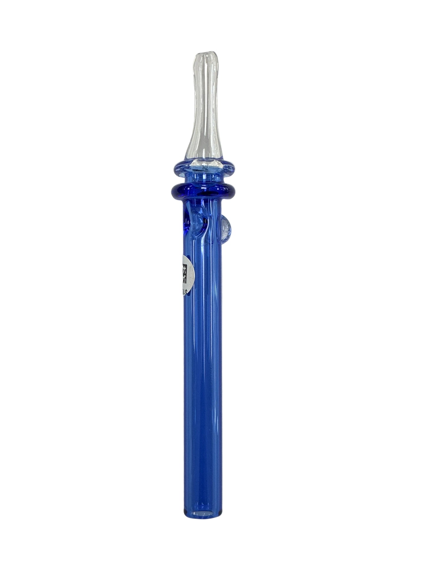 6” Blue Glass Dab Straw with Tear Drop Tip