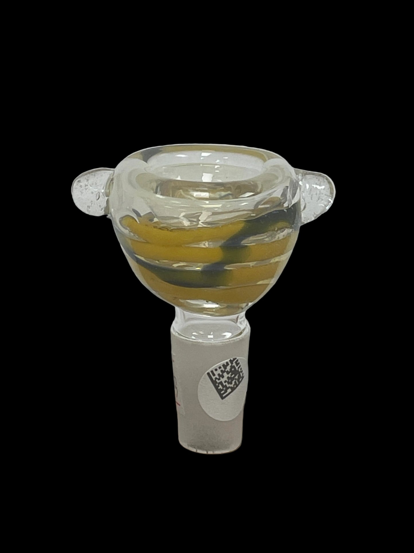 Glass Slide with Deep Bowl & Yellow Swirls 14MM
