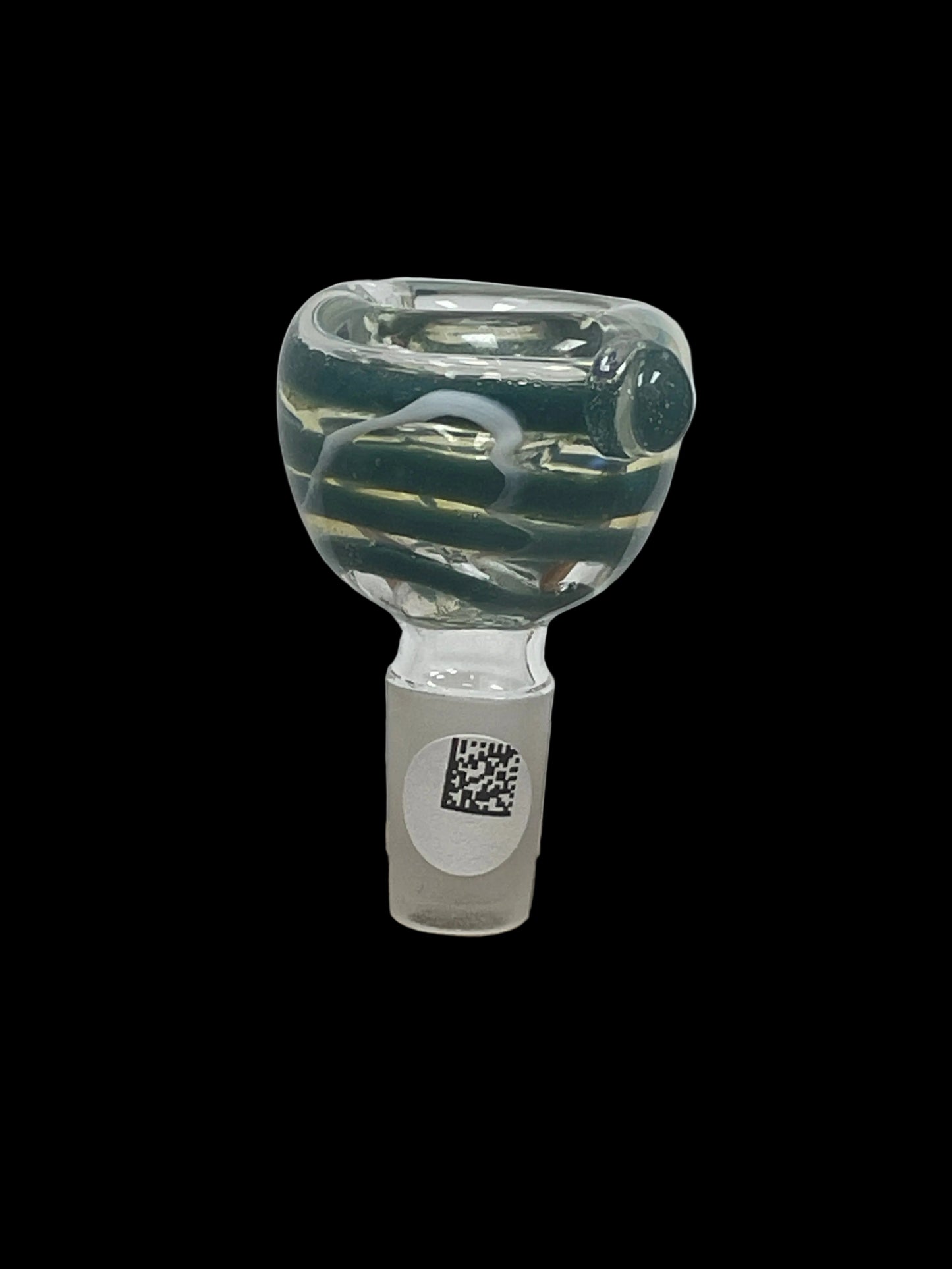 Glass Slide with Deep Bowl & Teal Swirls 14MM