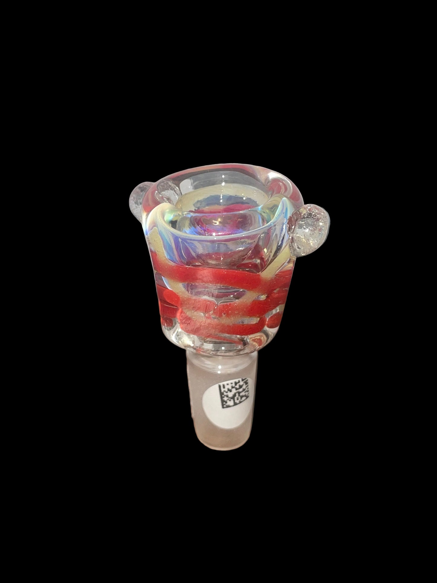 Square Glass Bowl with Red & Tan Swirls 14MM