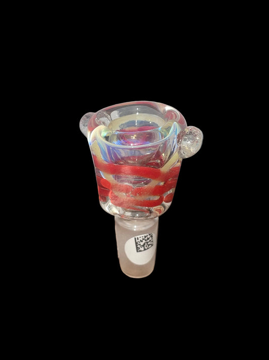 Square Glass Bowl with Red & Tan Swirls 14MM