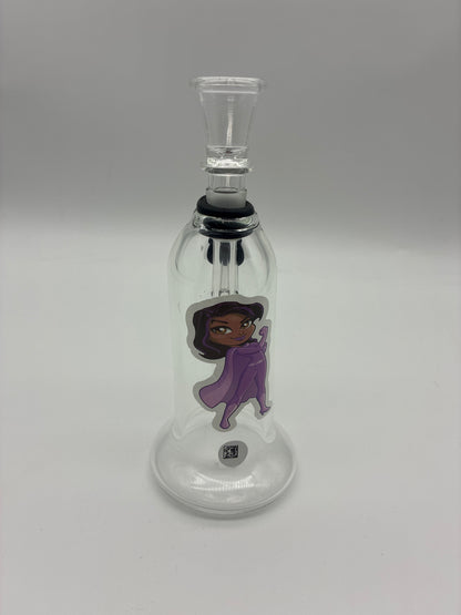 7” Water Pipe with Character Sticker and Downstem Bowl