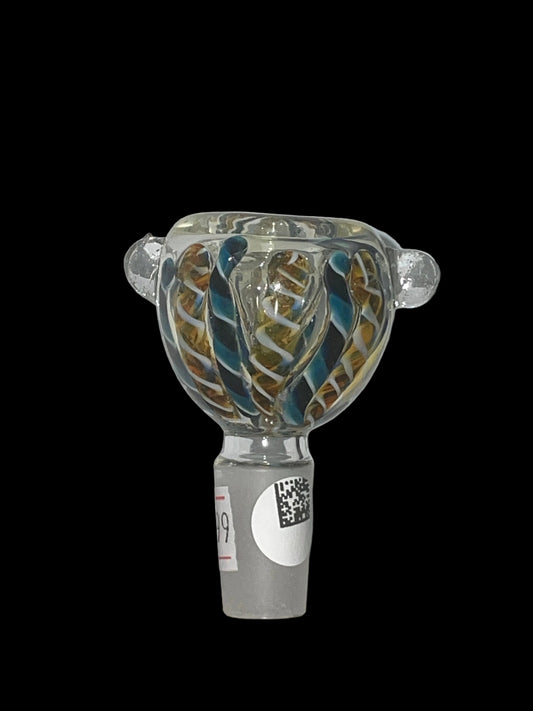 Glass Bowl with Blue & Yellow Snake Pattern 14MM