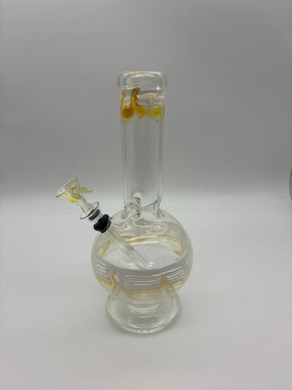 10” Bulb Beaker Water Pipe with Painted Stripes and Pull Bowl